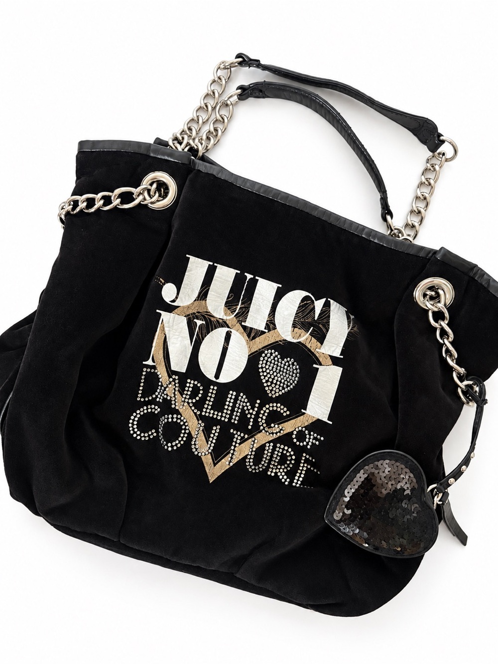 Vintage 2006 Juicy Couture Black Velvet Chain-Handle bag - RARE FIND!